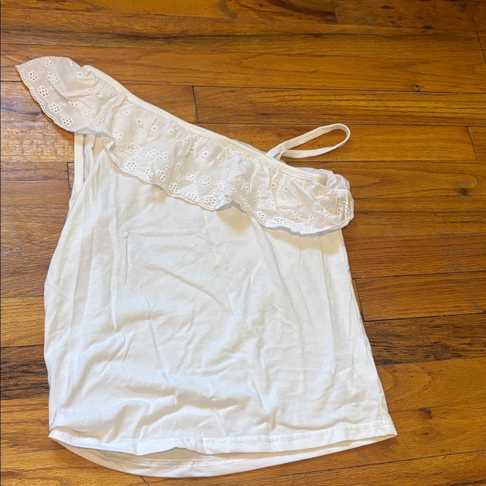 SHEIN White Eyelet Detail Top